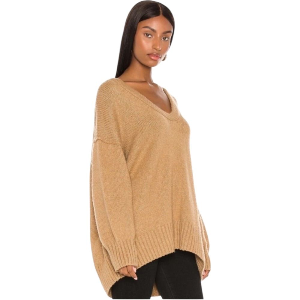 Free People Retro 90s Brookside Slouchy Tunic Sweater Camel Tan Medium - Picture 6 of 17